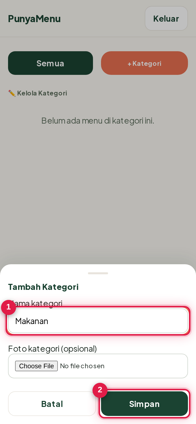 Menambah kategori