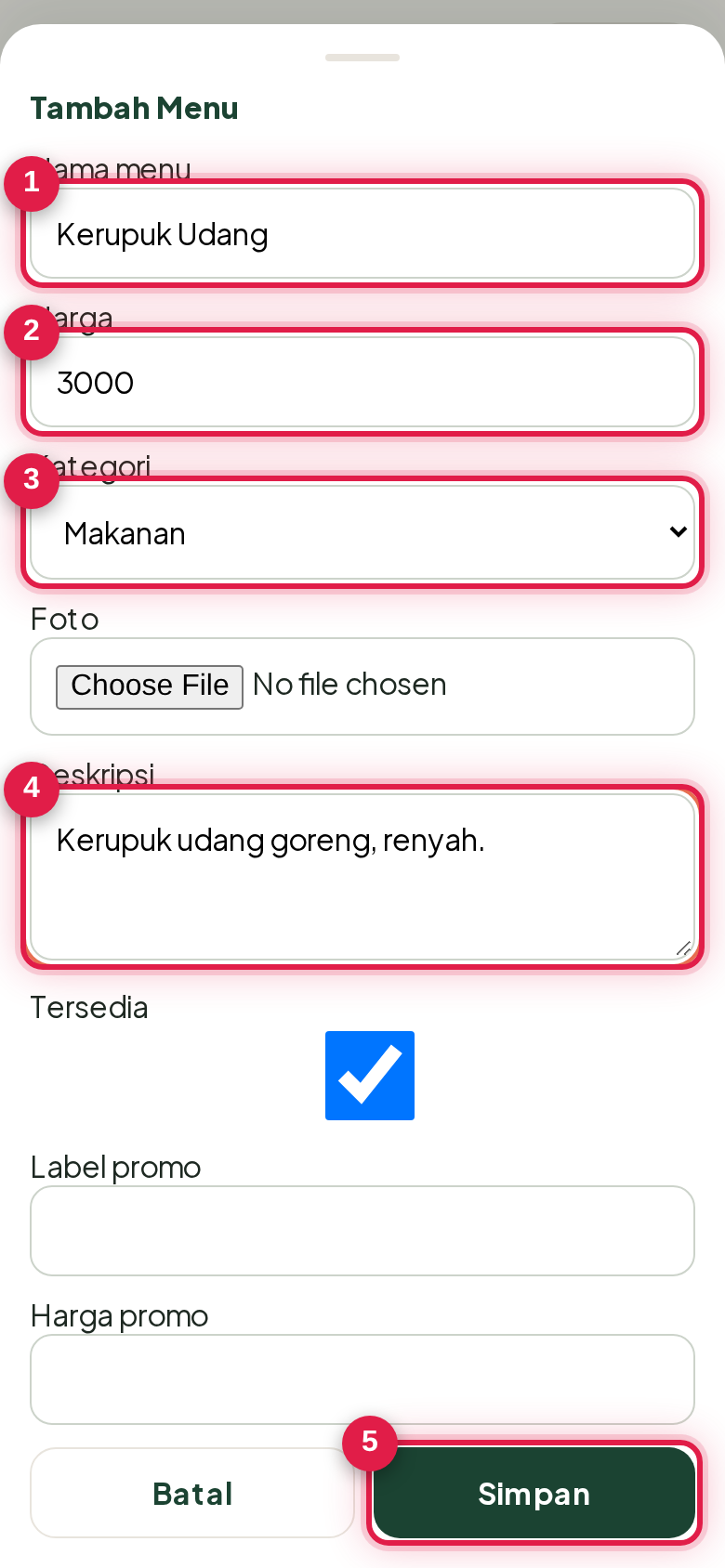 Menambah menu