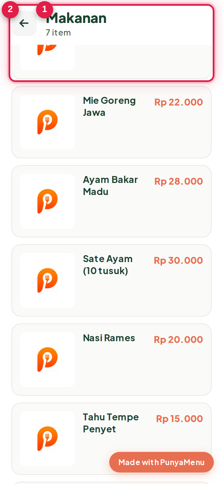 Pelanggan memilih menu
